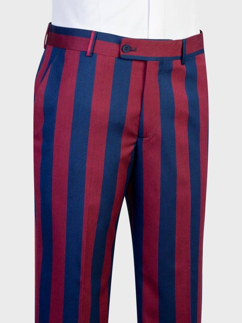 Red and Blue Striped 1-button 2-Piece Suit for Men