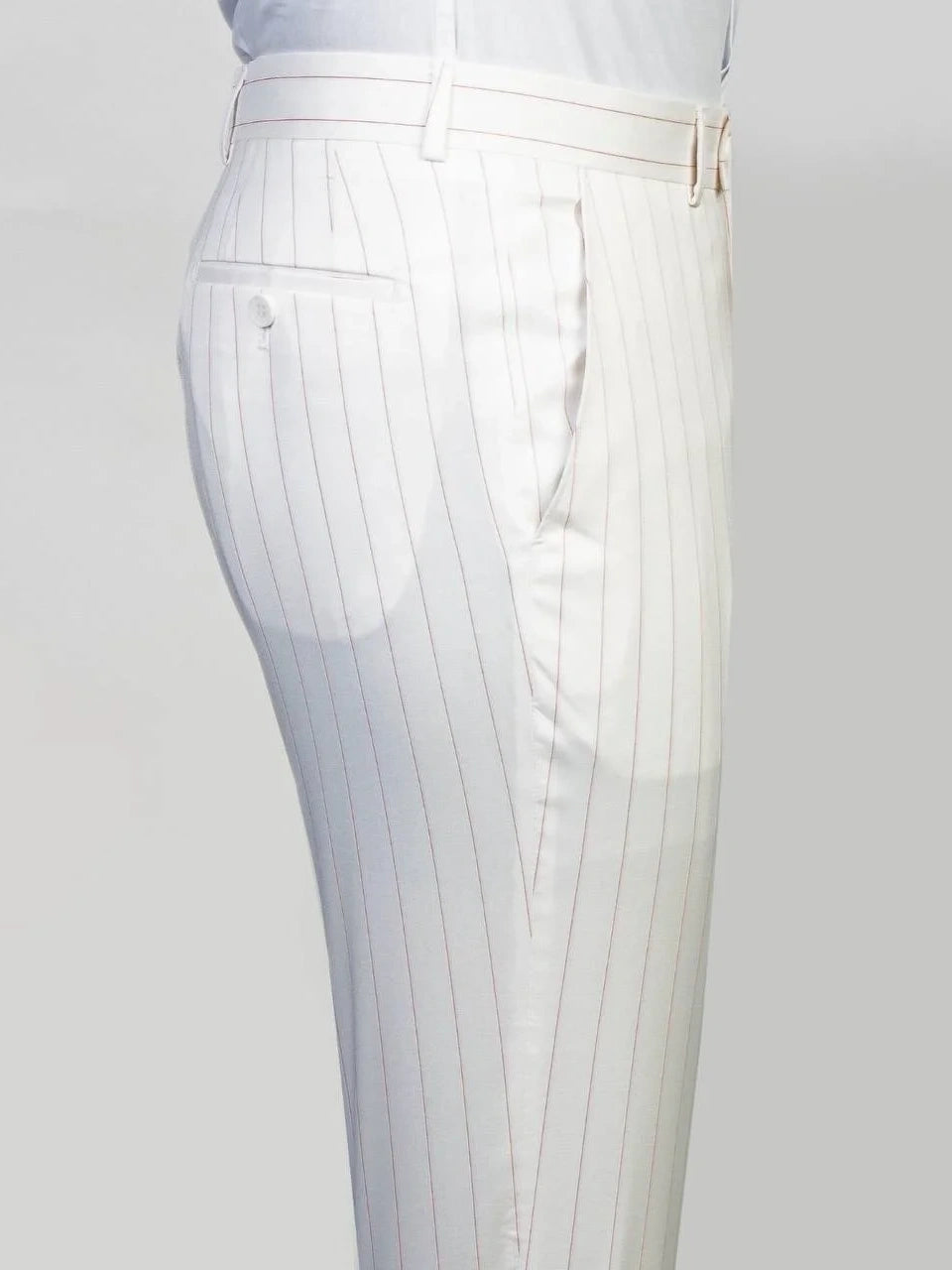 White Striped Double-breasted 2-Piece Suit for Men