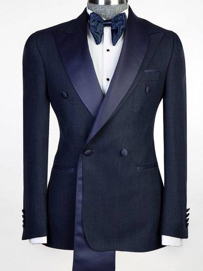 Navy Double-Breasted Tuxedo Suit for Men – Formal & Wedding Wear