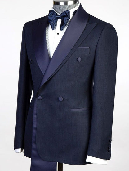 Navy Double-Breasted Tuxedo Suit for Men – Formal & Wedding Wear