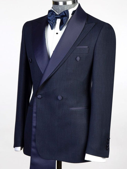 Navy Double-Breasted Tuxedo Suit for Men – Formal & Wedding Wear