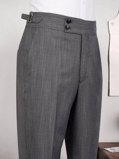 Men’s Grey Plaid Double-Breasted Peak Lapel Formal Suit
