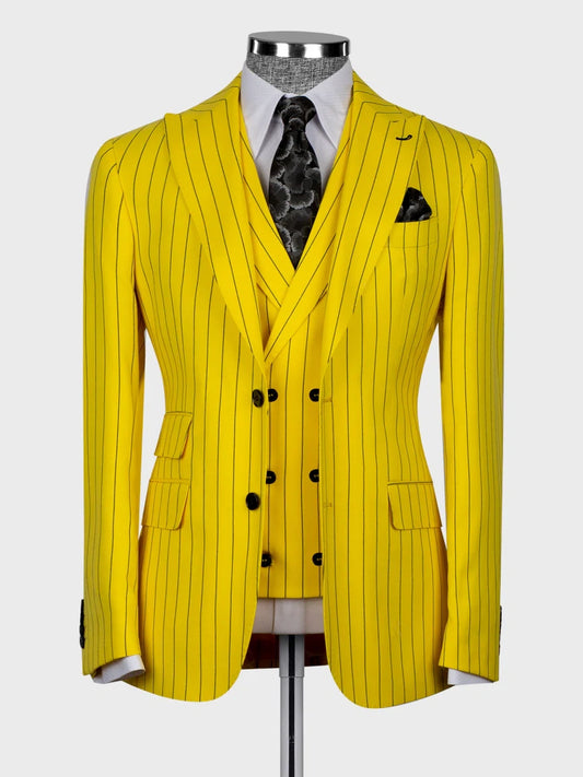 Yellow Pinstripe Prom Suit for Men – Bold Statement Look