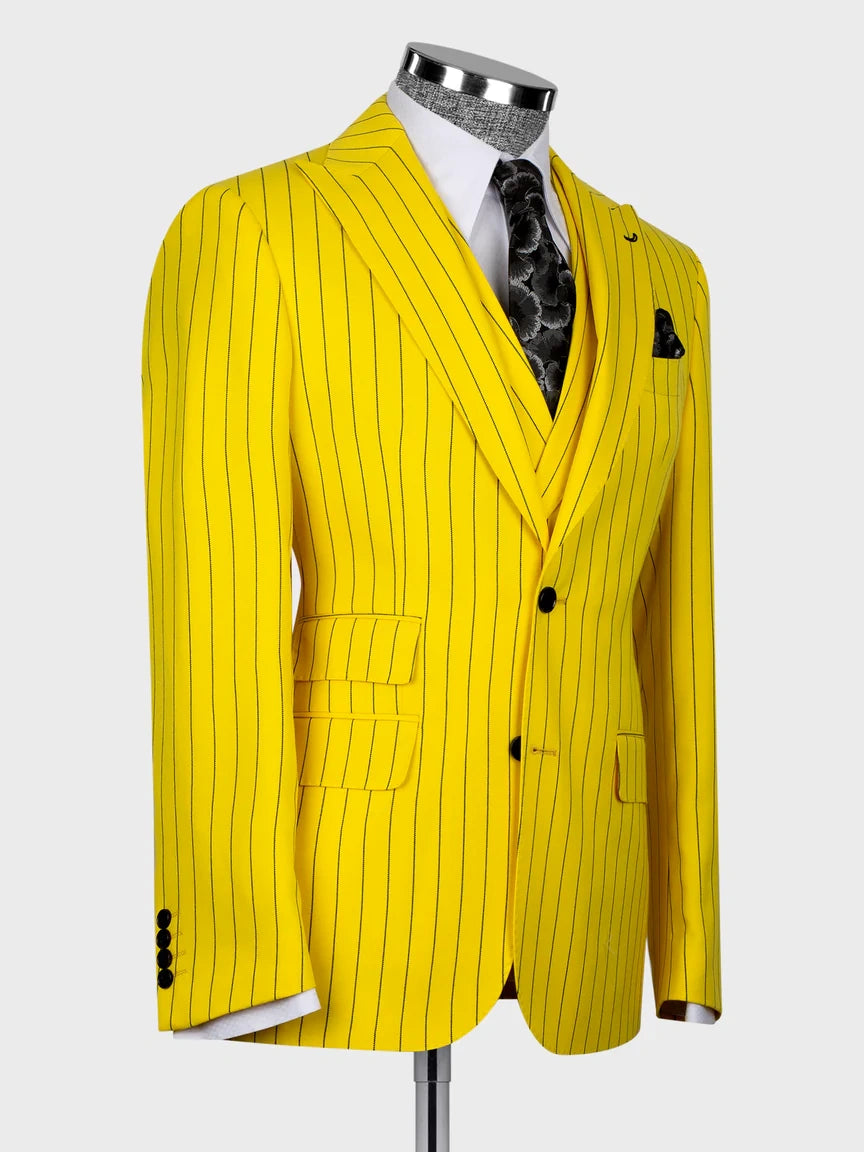 Yellow Pinstripe Prom Suit for Men – Bold Statement Look