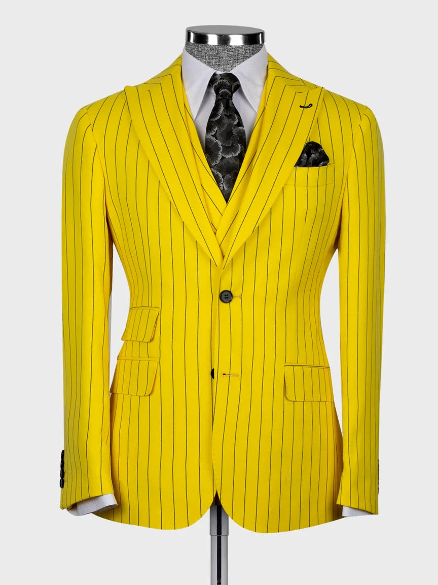 Yellow Pinstripe Prom Suit for Men – Bold Statement Look