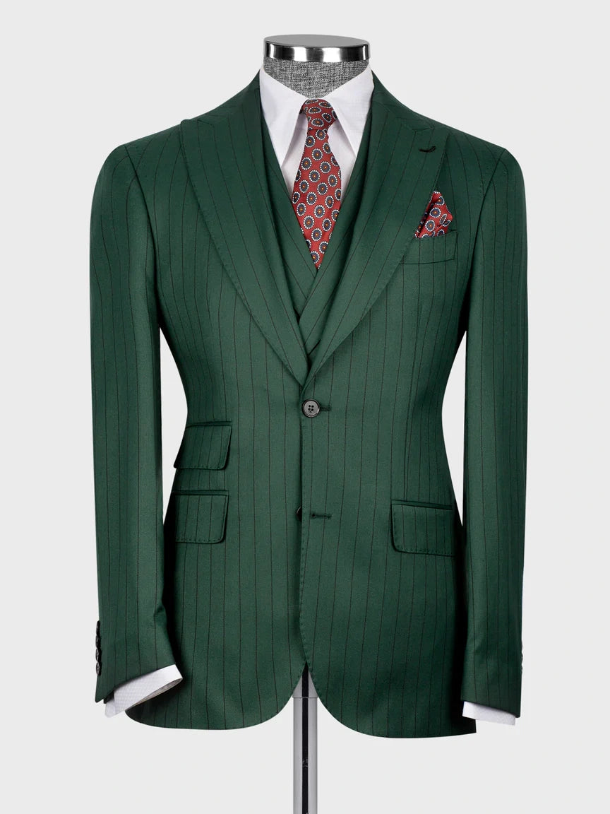 Green Pinstripe Prom Suit for Men – Bold Statement Look