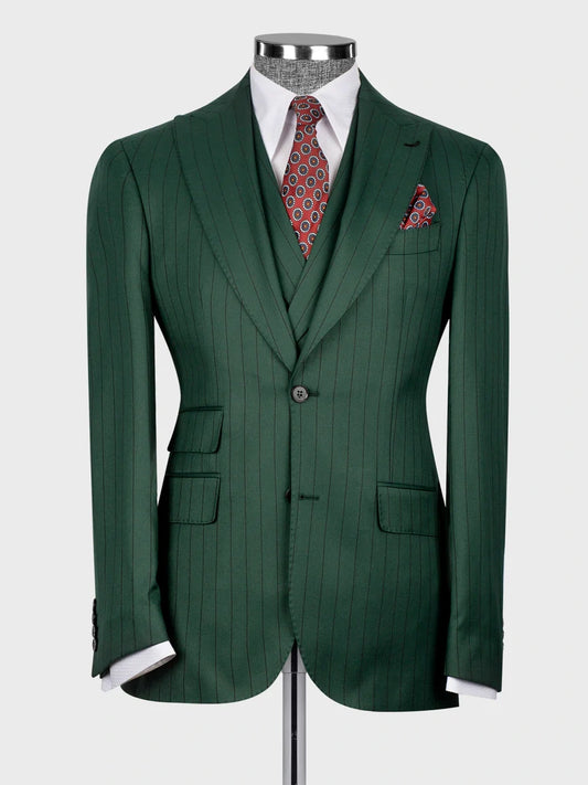 Green Pinstripe Prom Suit for Men – Bold Statement Look