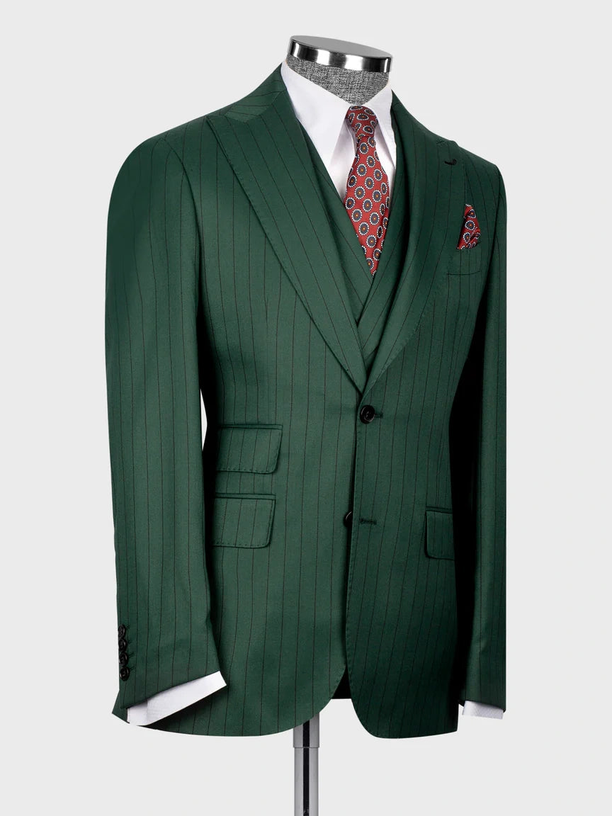 Green Pinstripe Prom Suit for Men – Bold Statement Look