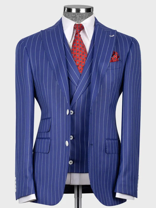 Blue Pinstripe Prom Suit for Men – Bold Statement Look