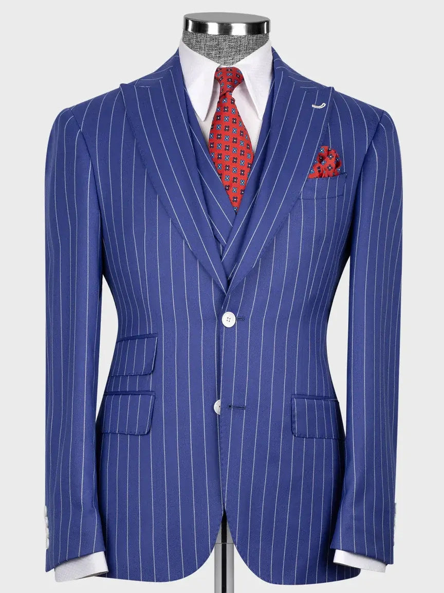 Blue Pinstripe Prom Suit for Men – Bold Statement Look