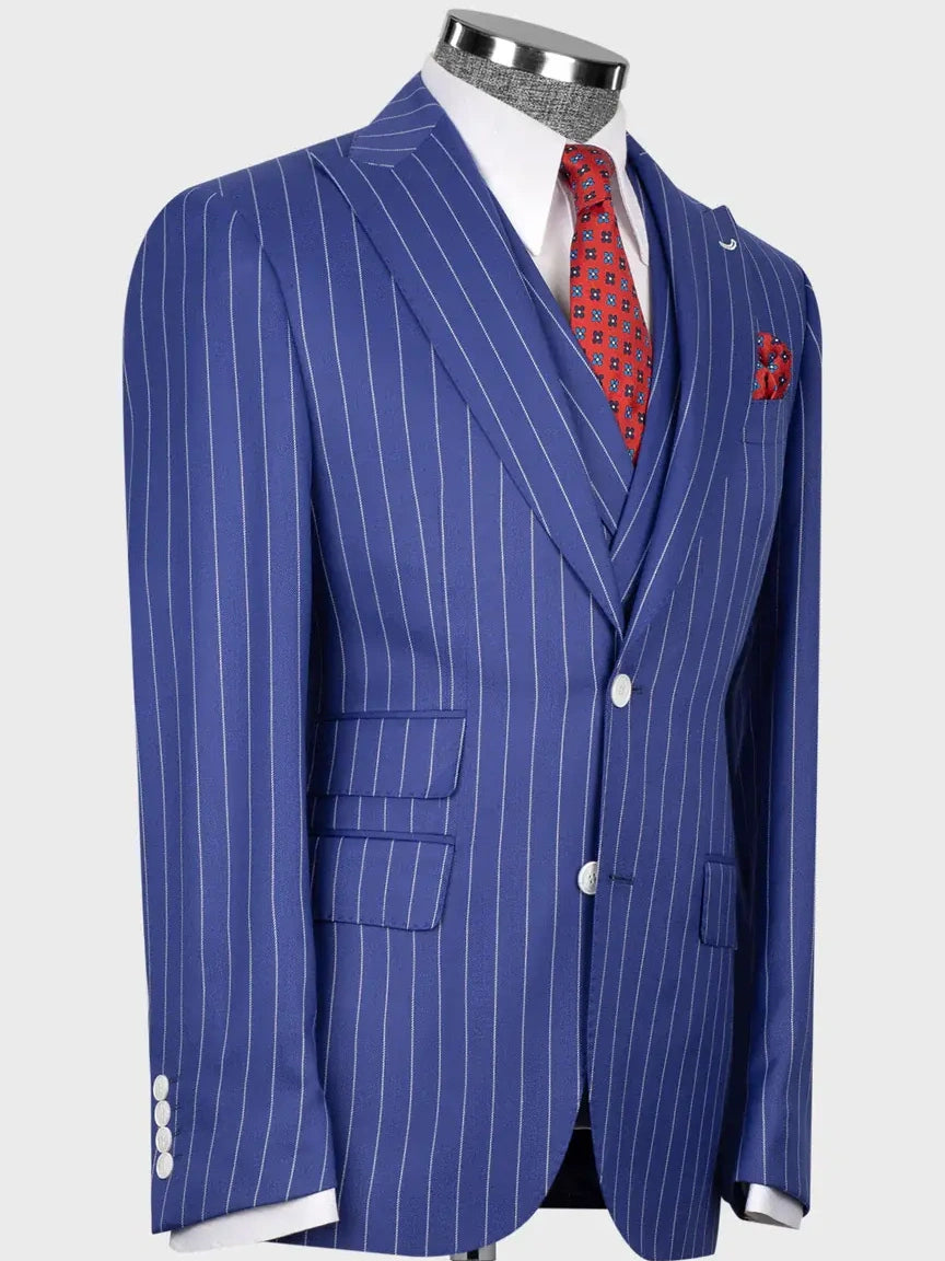 Blue Pinstripe Prom Suit for Men – Bold Statement Look