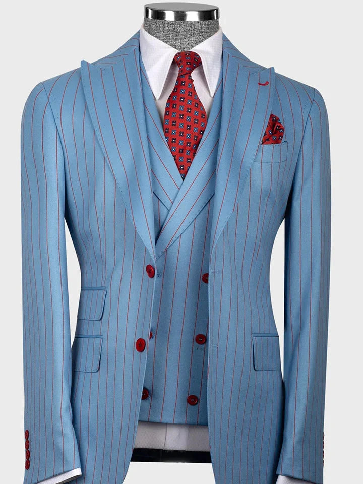 Light Blue Pinstripe Prom Suit for Men – Bold Statement Look