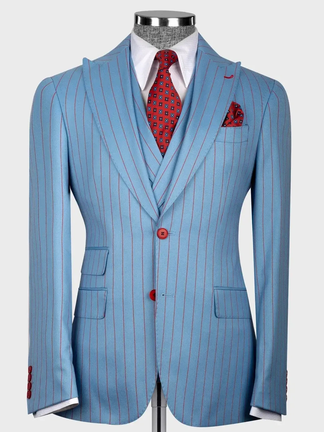 Light Blue Pinstripe Prom Suit for Men – Bold Statement Look