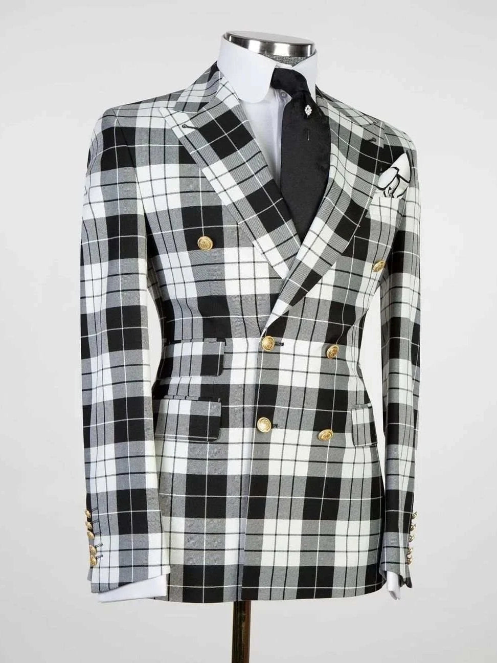 Black White Plaid Prom Suit for Men – Sharp Statement Style