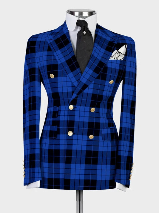 Blue Plaid Prom Suit for Men – Sharp Statement Style