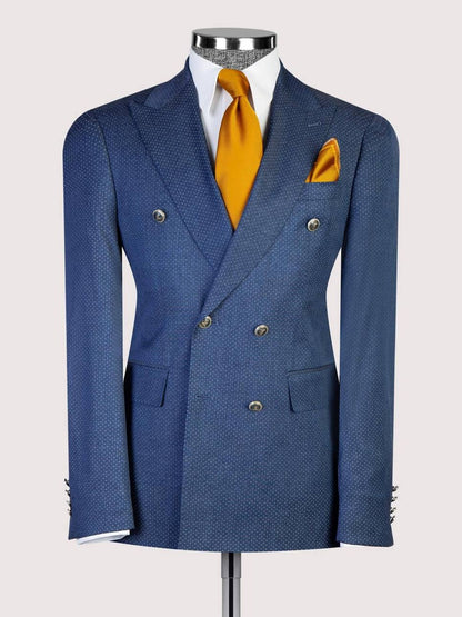 Blue Dot Pattern Suit for Men – Stylish Formal Wear