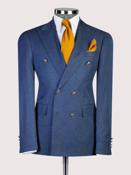Blue Dot Pattern Suit for Men – Stylish Formal Wear