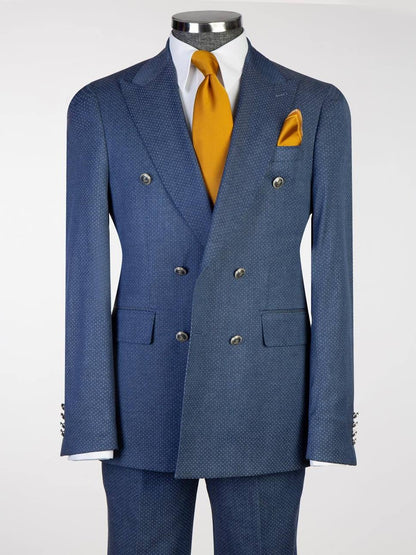 Blue Dot Pattern Suit for Men – Stylish Formal Wear