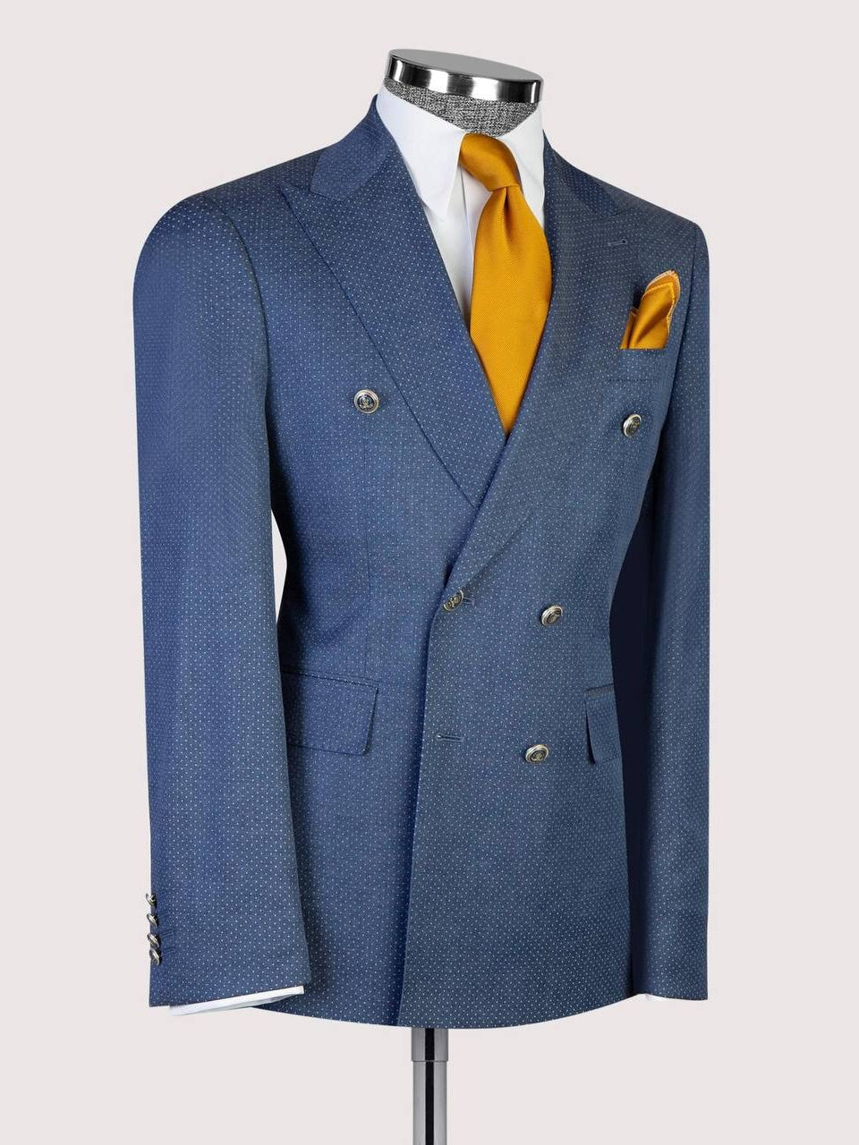 Blue Dot Pattern Suit for Men – Stylish Formal Wear