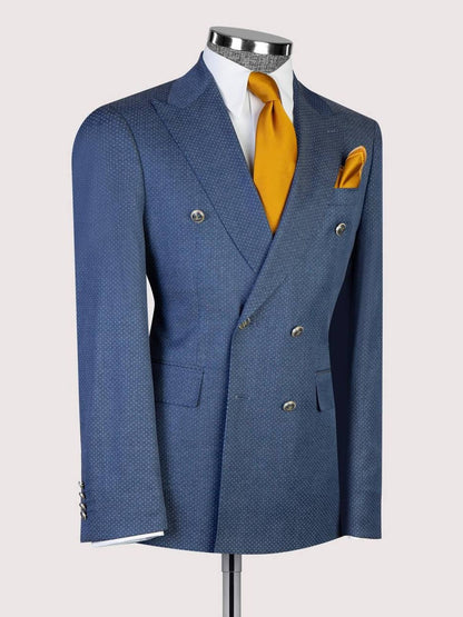 Blue Dot Pattern Suit for Men – Stylish Formal Wear