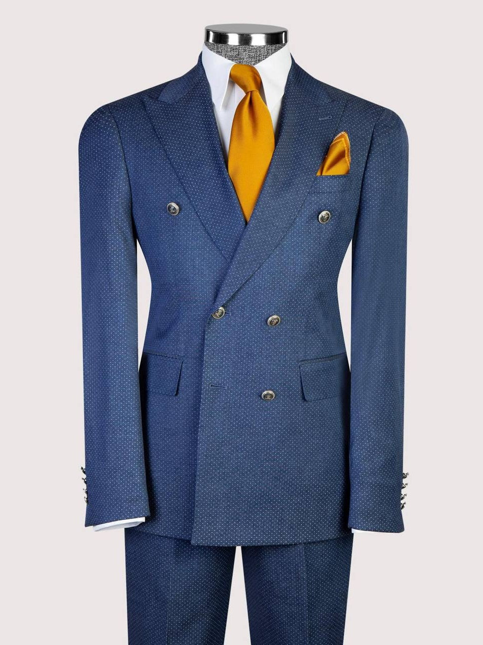 Blue Dot Pattern Suit for Men – Stylish Formal Wear