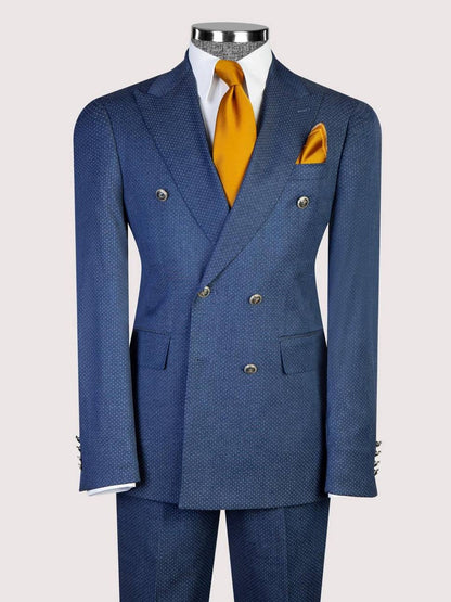 Blue Dot Pattern Suit for Men – Stylish Formal Wear