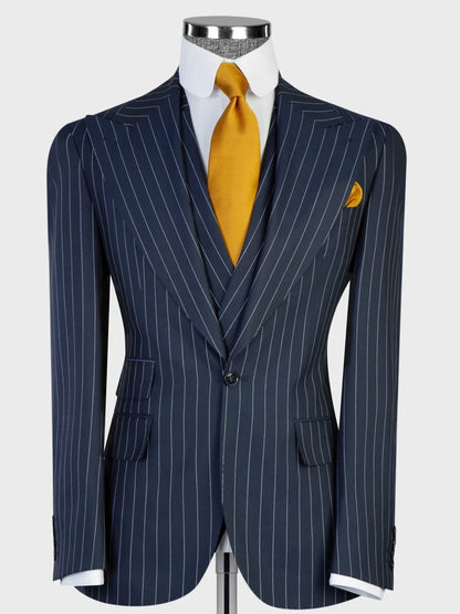 Navy Blue Pinstripe Prom Suit for Men – Bold Statement Look