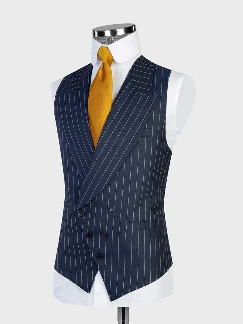 Navy Blue Pinstripe Prom Suit for Men – Bold Statement Look