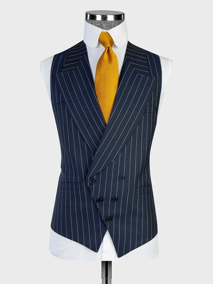 Navy Blue Pinstripe Prom Suit for Men – Bold Statement Look