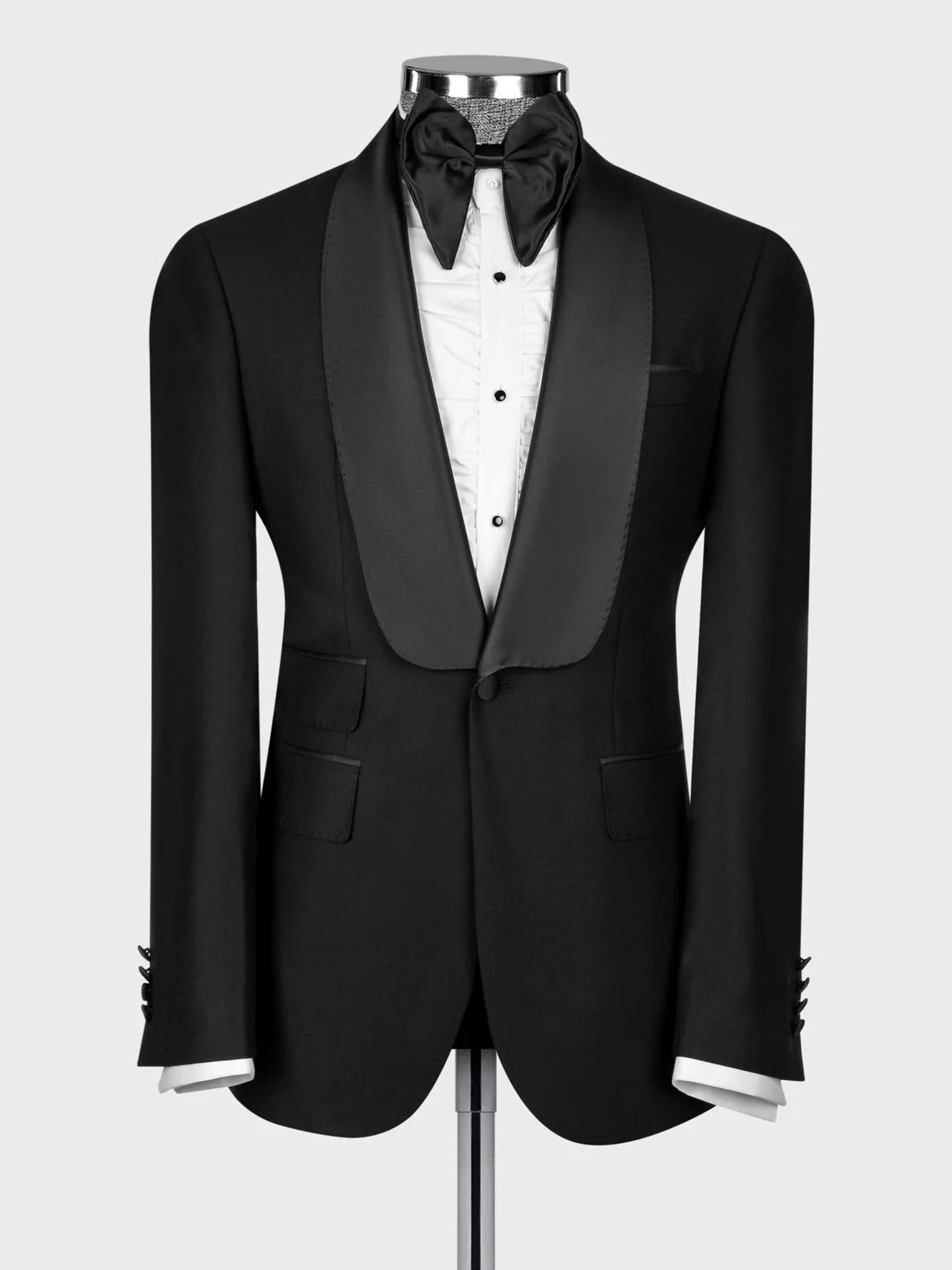 Classic Black Tuxedo Suit – Shawl Lapel One Button Style