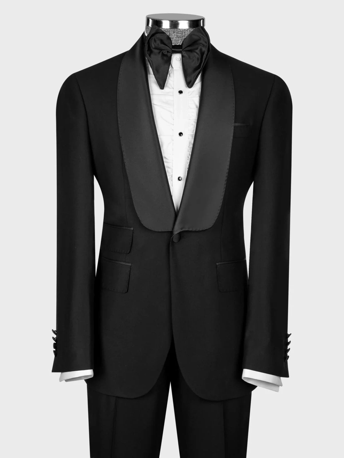 Classic Black Tuxedo Suit – Shawl Lapel One Button Style