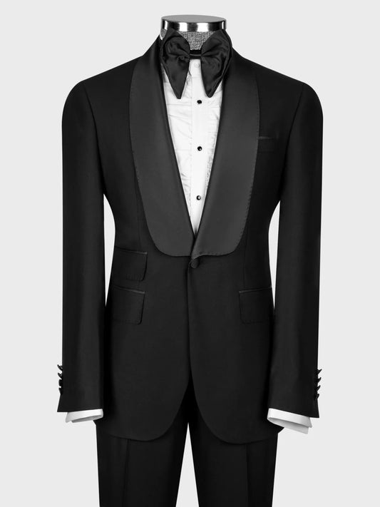 Classic Black Tuxedo Suit – Shawl Lapel One Button Style