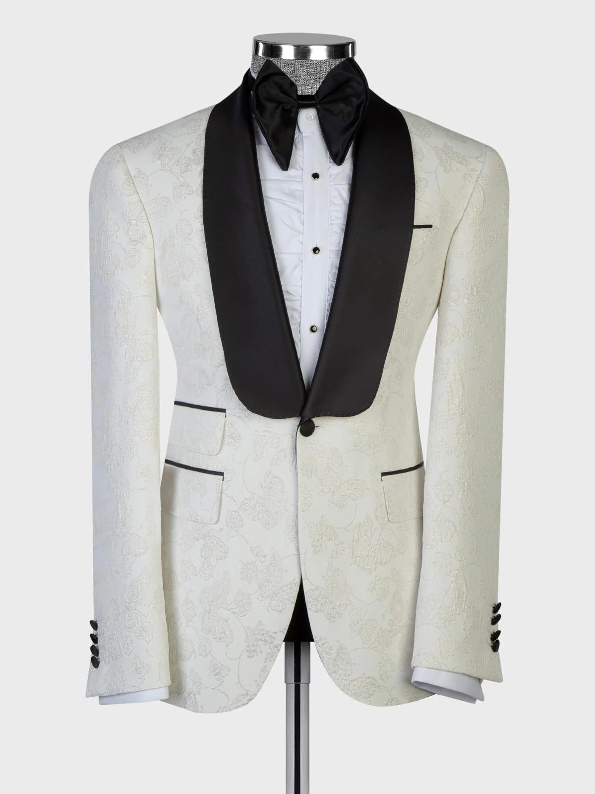 Classic White Tuxedo Suit – Shawl Lapel 1 Button Style