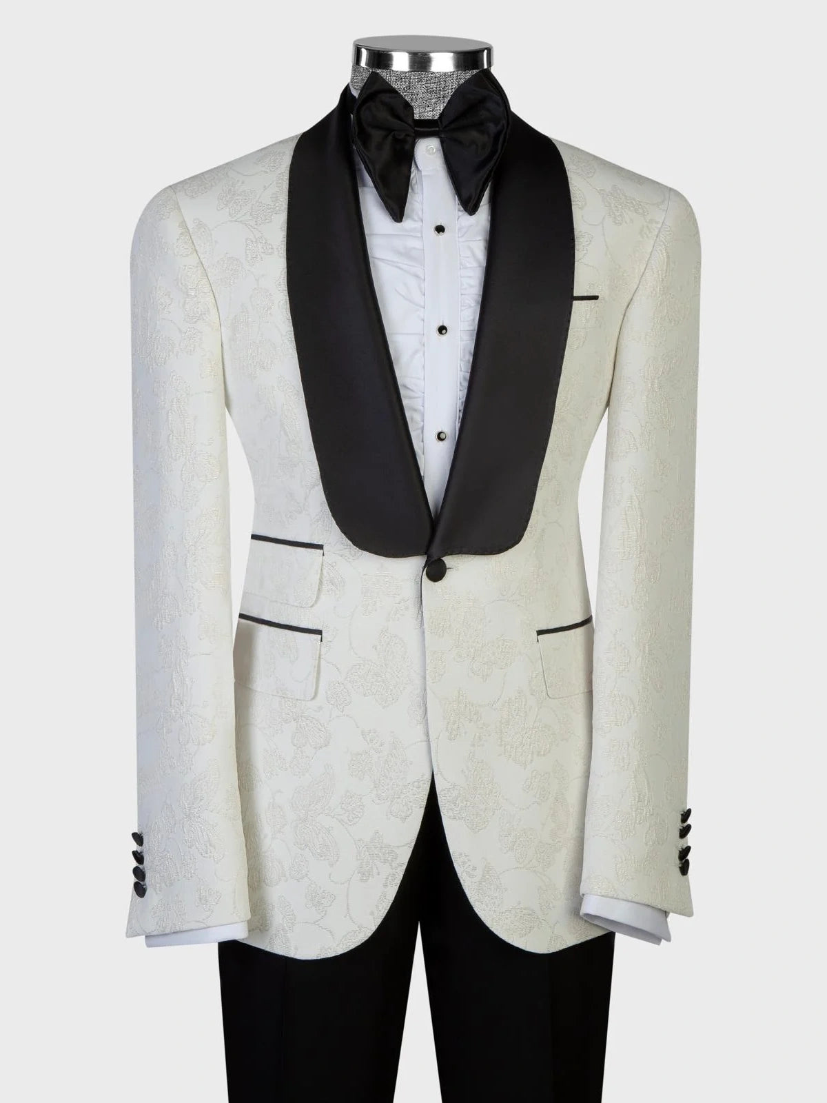 Classic White Tuxedo Suit – Shawl Lapel 1 Button Style