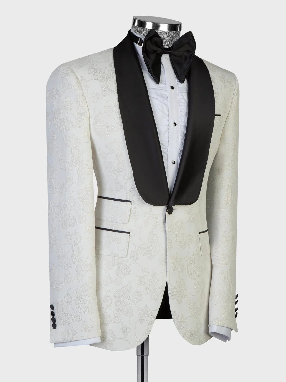 Classic White Tuxedo Suit – Shawl Lapel 1 Button Style