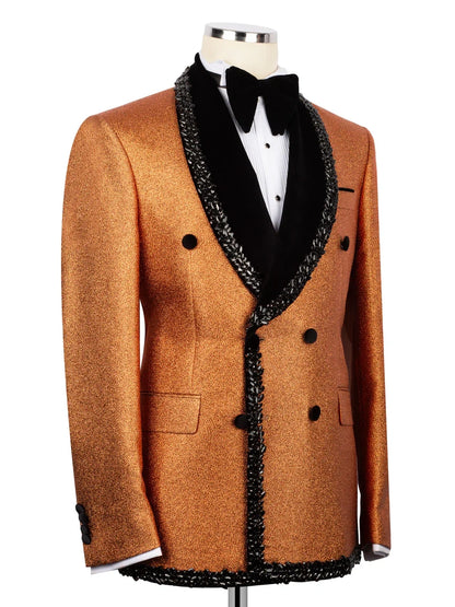 Orange Rhinestone Prom Suit for Men – Bold Statement Look