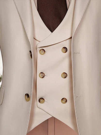 Men’s Champagne Formal Suit – 3-Piece Double Breasted Fit