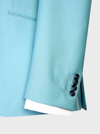 Blue 3-Piece Single Breasted Peak Lapel Slim Fit Suit for Men