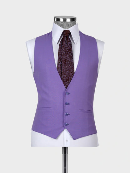 Purple 3-Piece Single Breasted Peak Lapel Slim Fit Suit for Men