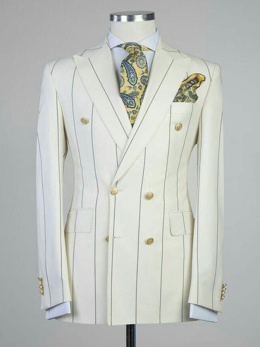 White Striped Prom Suit for Men – Bold Statement Look