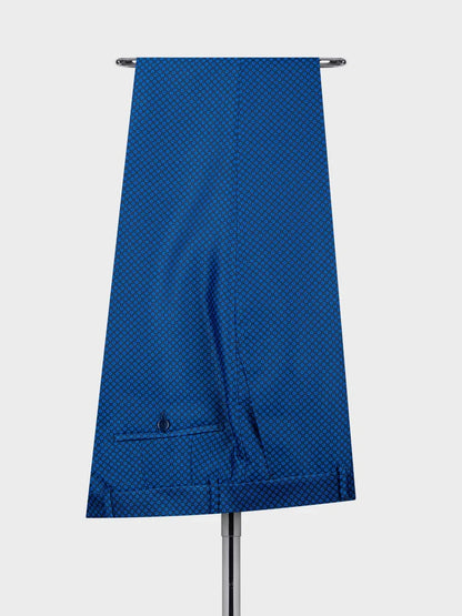 Blue Geometric Pattern Double-Breasted Shawl Lapel Tuxedo Suit