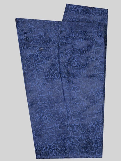 Navy Jacquard 2-Piece Double-Breasted Shawl Lapel Suit