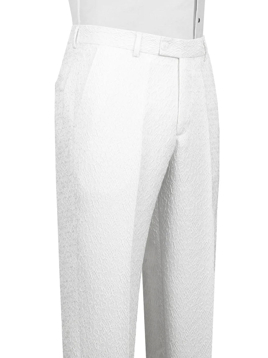White and Green Jacquard 2-piece Peak Lapel Trendy Suit