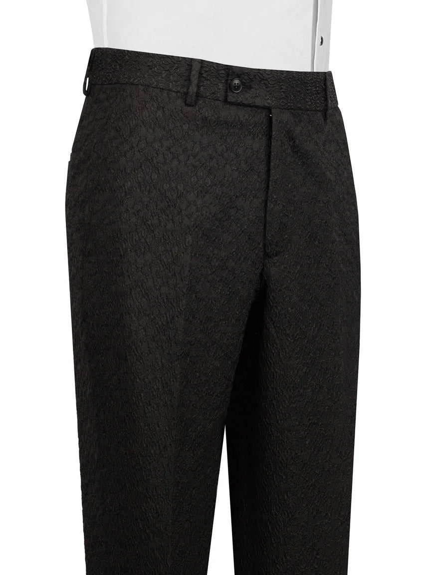 Black Jacquard 2-piece Peak Lapel Trendy Suit