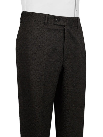 Black Jacquard 2-piece Peak Lapel Trendy Suit