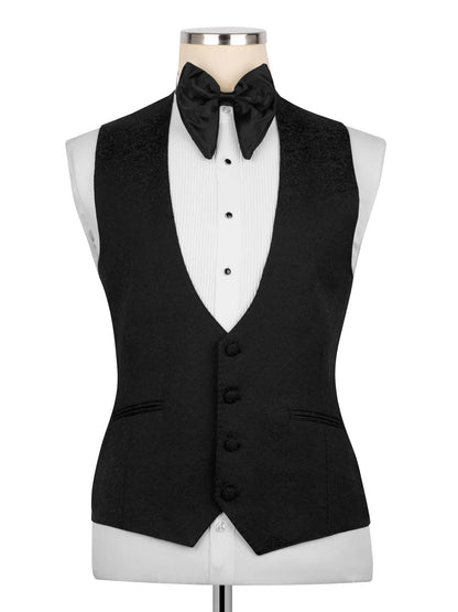 Black Jacquard 3-piece Shawl Lapel Prom Suit