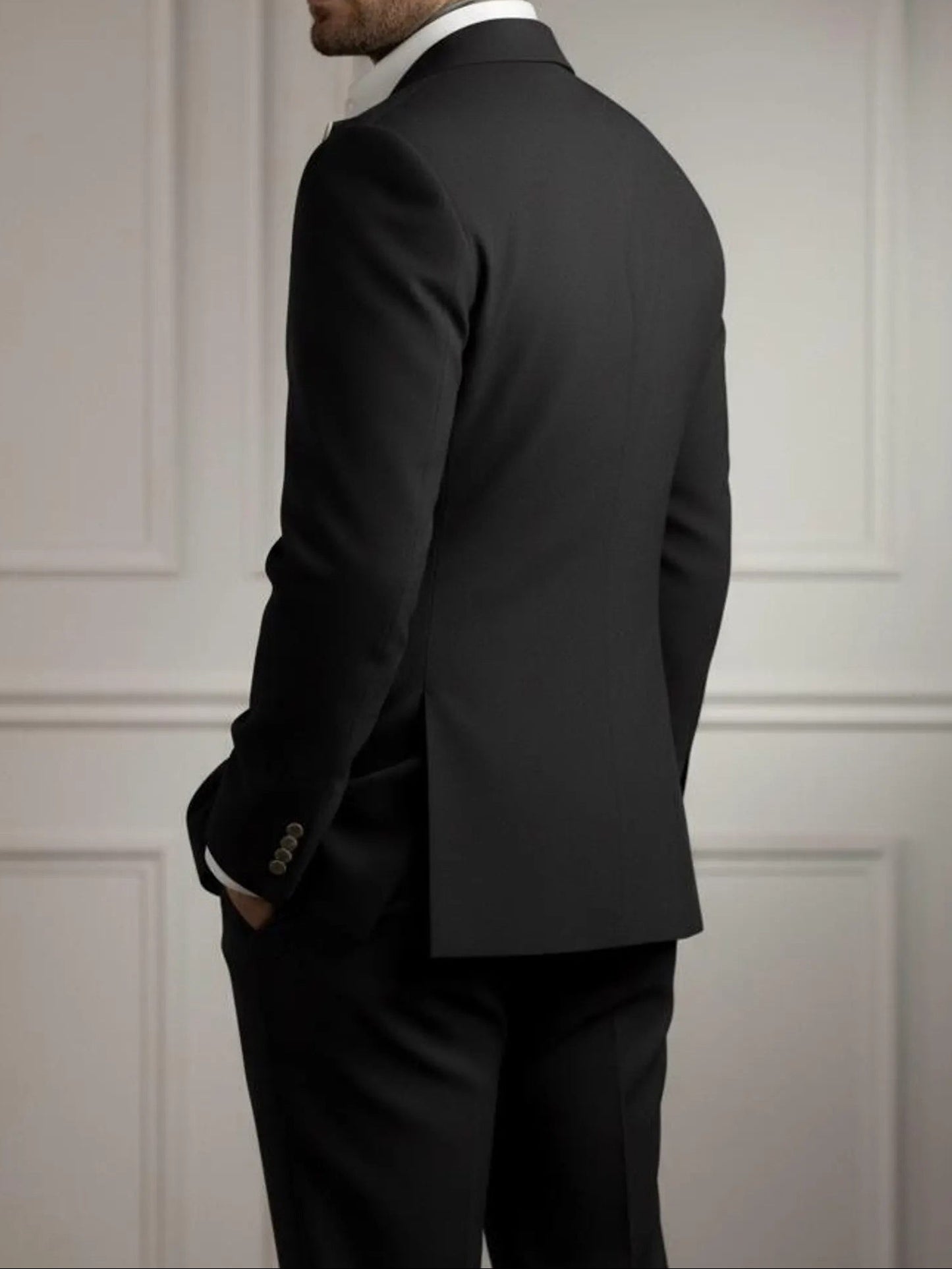 Black 2-piece Notch Lapel Single button suit