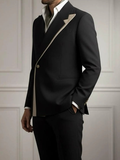 Black 2-piece Notch Lapel Single button suit