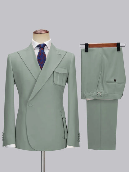 One-button Peak Lapel 2-piece Suit