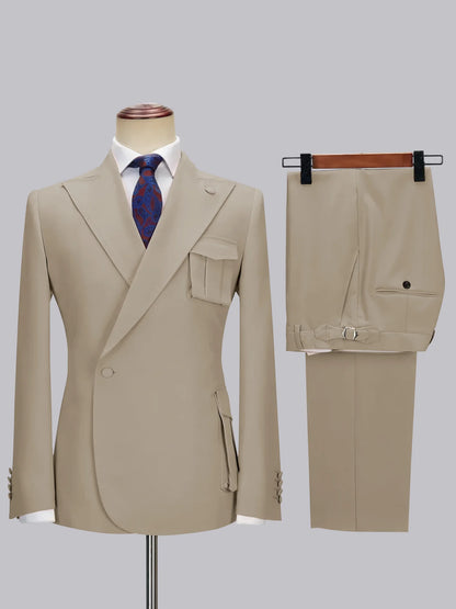 One-button Peak Lapel 2-piece Suit